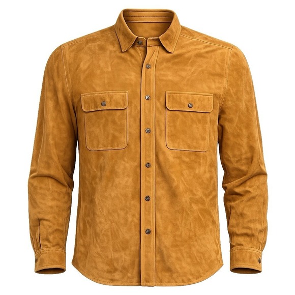 Polo Ralph Lauren Other - Polo Ralph Lauren Brown Suede Leather Button-Up Shirt XL EXCELLENT
